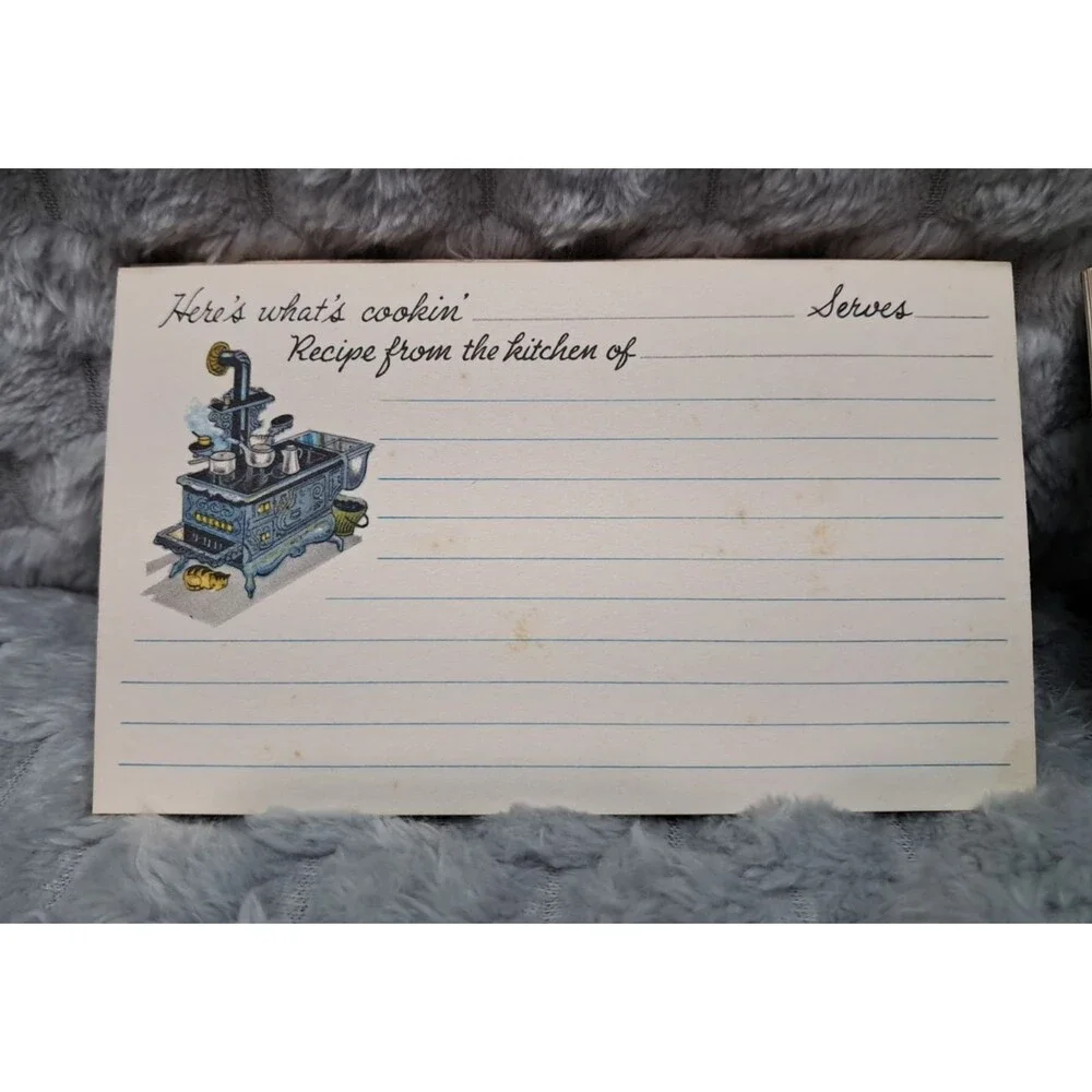 VTG Current Inc Recipe Cards Box Here's Whats Cookin' Set Thyme Chives Stove